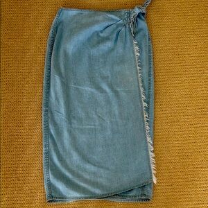 Women’s 90’s Lizwear pale blue lightweight denim wrap maxi skirt